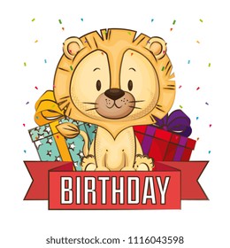 little cute lion birthday card