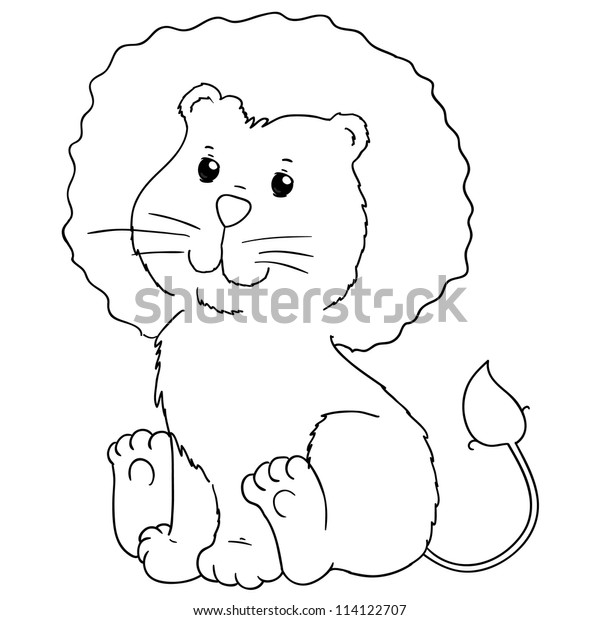 Little Cute Lion Contour Stock Vector (Royalty Free) 114122707 ...