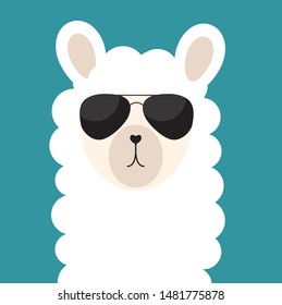 Little cute llama with glasses for card and shirt design. Vector Illustration EPS10