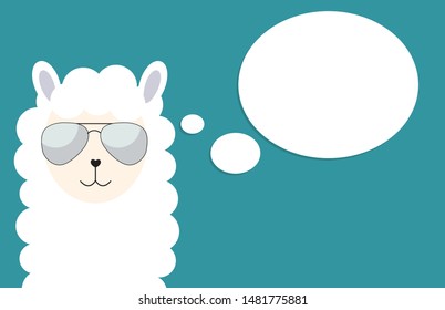 Little cute llama with glasses for card and shirt design. Vector Illustration EPS10