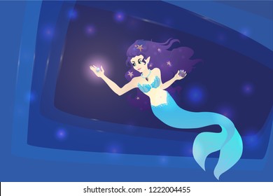 Little cute  mermaid vector illustration