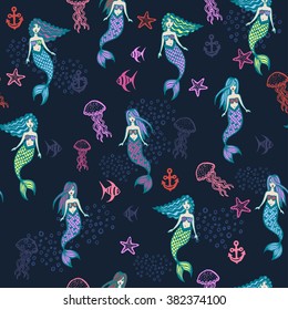 Little cute mermaids pattern