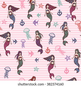Little cute mermaids pattern