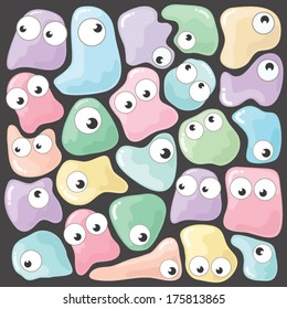Little cute monsters pattern , black background 
