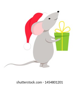 A little cute mouse or rat character chinese horoscope symbol of 2020 year.
Vector illustration isolated on a white background.