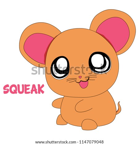 little cute mouse, sitting, smiling, big eyes