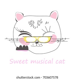 Little cute musical cat