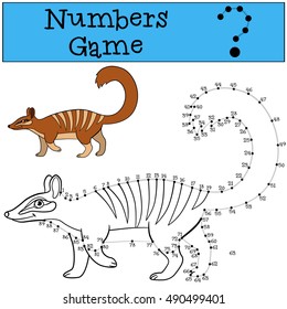 Little cute numbat walks and smiles. Educational game: Numbers game with contour. 