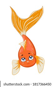 A little cute orange gold fish, design animal cartoon vector illustration