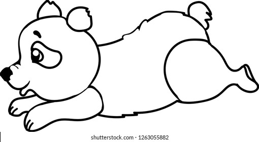 Little cute panda bear. Coloring for kids. Picture for T-shirt design.