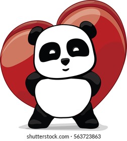 little cute panda hidden gift. box of candies. Heart for Valentine's Day.