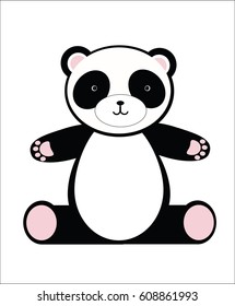 Little cute panda is isolated on a white background, vector illustration