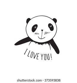 Little Cute Panda Love You Greeting Stock Vector (Royalty Free ...