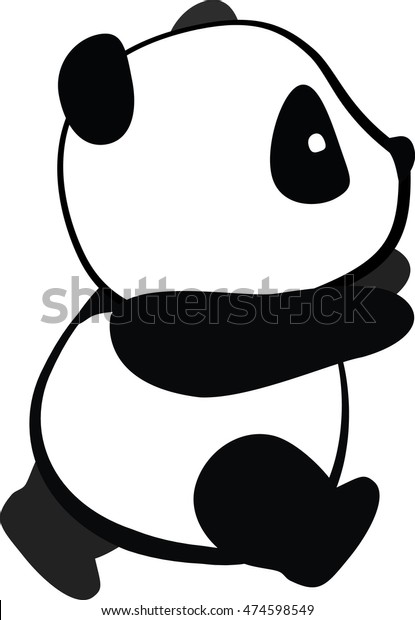 Little Cute Panda Runs On White Stock Vector Royalty Free