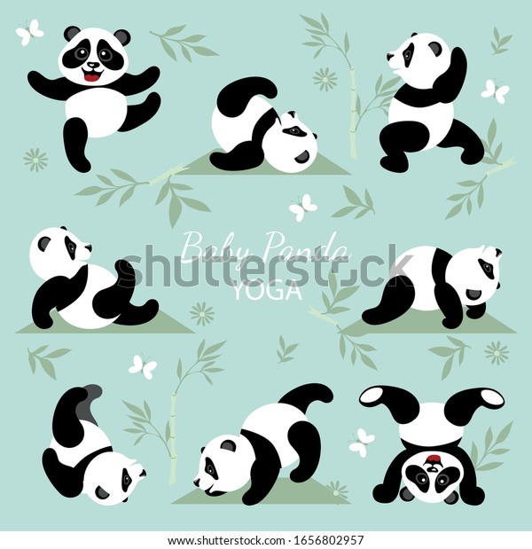 かわいいパンダはヨガをします 子ども向けのイラスト のベクター画像素材 ロイヤリティフリー Shutterstock