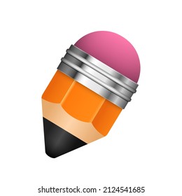Little cute pencil. Vector clipart isolated on white background.