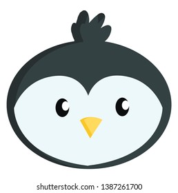 Little cute penguin face illustration vector on white background