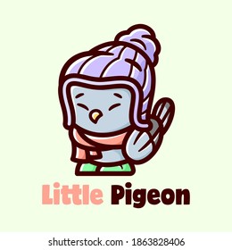 LITTLE CUTE PIGEON WEARING WINTER OUTFIT AND FELL COLD ILLUSTRATION