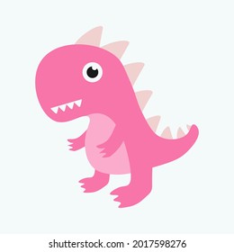 little cute pink dino. Vector illustration. print design with cute dinosaur drawn as vector