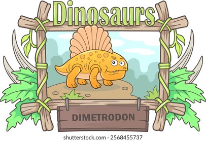 little cute prehistoric dinosaur dimetrodon