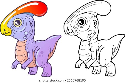 little cute prehistoric dinosaur parasaurolophus