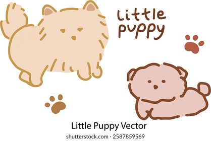 Little Cute Puppy Set Vector