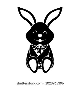 little cute rabbit hugs easter egg
