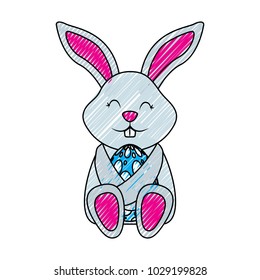 little cute rabbit hugs easter egg