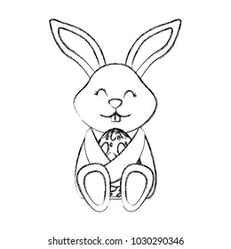 little cute rabbit hugs easter egg