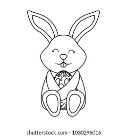 little cute rabbit hugs easter egg