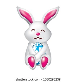 little cute rabbit hugs easter egg