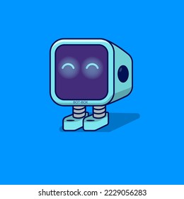 a little cute robot with cube head.he don't have hand,but he have heart