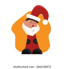 Little cute santa claus, vector illustration in flat style for new year and christmas