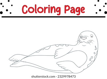 Little cute seal coloring page. sea animal coloring book for kids.