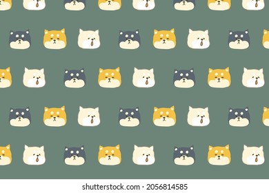 Little cute Shiba with bone seamless pattern backgound. Pattern for print, wrapping paper, greeting card and wallpaper .