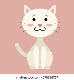 little cute sitting cat cartoon vector