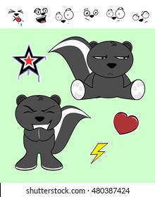 little cute skunk cartoon expressions set in vector format very easy to edit 