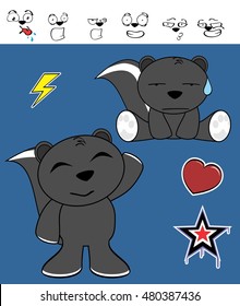 little cute skunk cartoon expressions set in vector format very easy to edit 