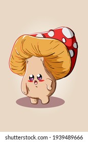 A little cute small mushroom illustration