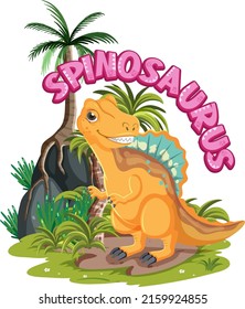 Little cute spinosaurus dinosaur cartoon character illustration