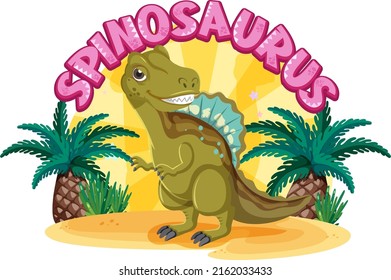 Little cute spinosaurus dinosaur cartoon character illustration