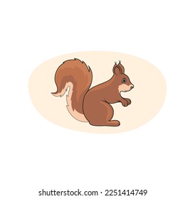 Little cute squirrel drawing. Vector