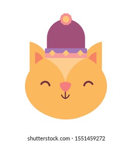 little cute squirrel head with hat cartoon vector illustration