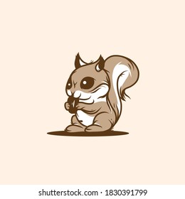 Little cute squirrel vector illustration logo