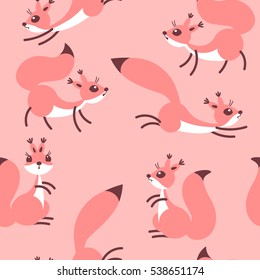 Little cute squirrels. Seamless pattern for gift wrapping, wallpaper, children`s room or clothing. Vector illustration