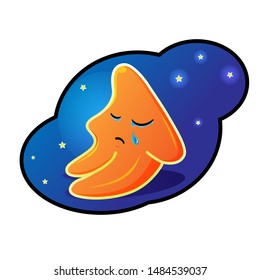 Little cute star crying in space