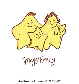 Little cute star. Happy family. Romantic card for save the date