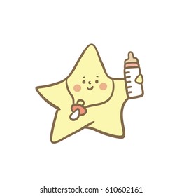 Little cute star. Romantic card for birthday, save the date and baby shower