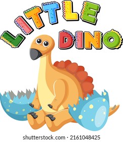 Little cute stegosaurus dinosaur cartoon character illustration