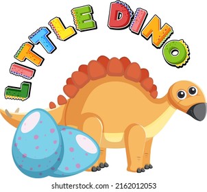 Little cute stegosaurus dinosaur cartoon character illustration
